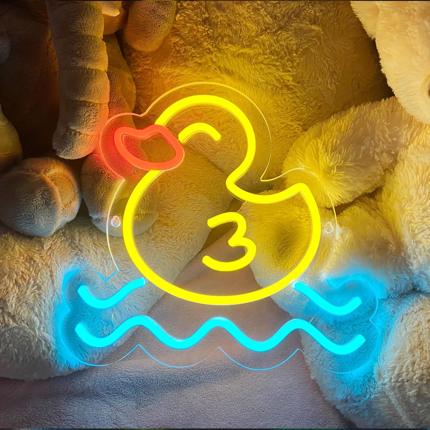 Baby Nursery Wall Lights - アヒルのネオンサイン、LEDウォールアート、USB電源、アクリル製、かわいい動物モチーフの光るランプ、子供部屋やパーティーの装飾、ベビーシャワー用、吊り下げライト。