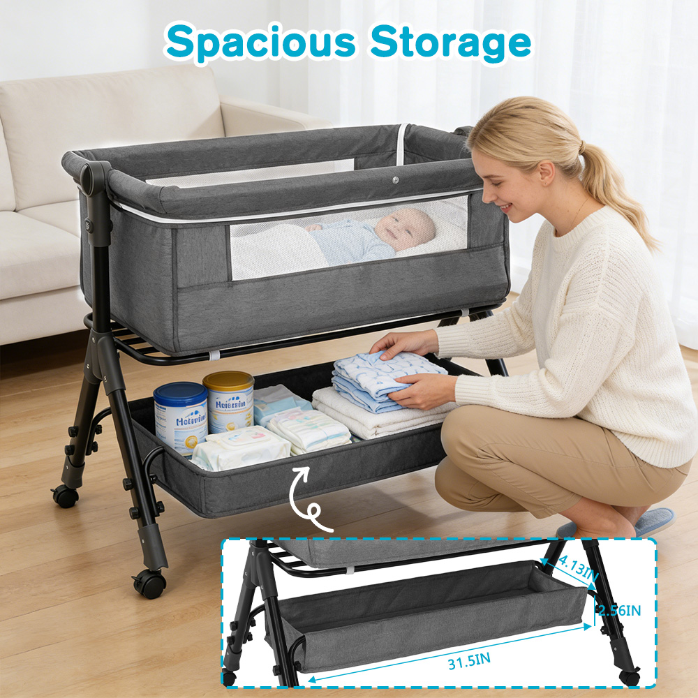 3WAYベビーベッド：ベビーベッド、添い寝用ベッド、折りたた - Baby Nursery Trolley のレビューと価格