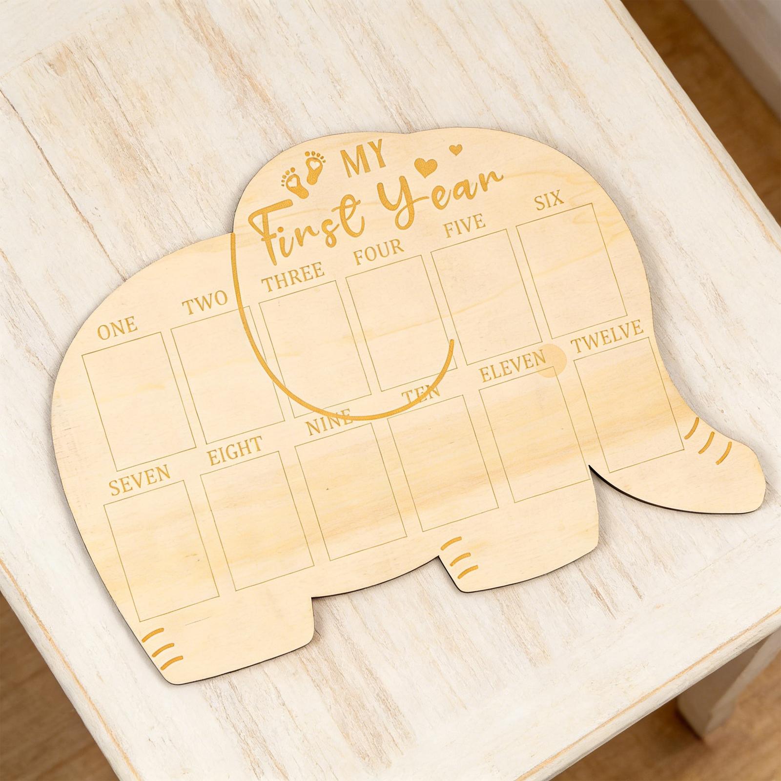 赤ちゃんの最初の12ヶ月の写真コラージュ木製記念ボード、1歳 - Baby Nursery Frames のレビューと価格